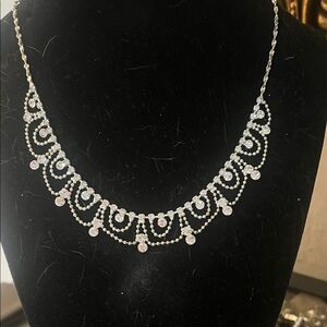 Icing Silver Tone Rhinestone Scalloped Necklace